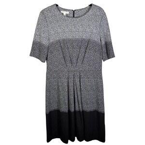 London Times Womens Grey Black Ombre Pleated Sheath Dress Size 14 Short Sleeve
